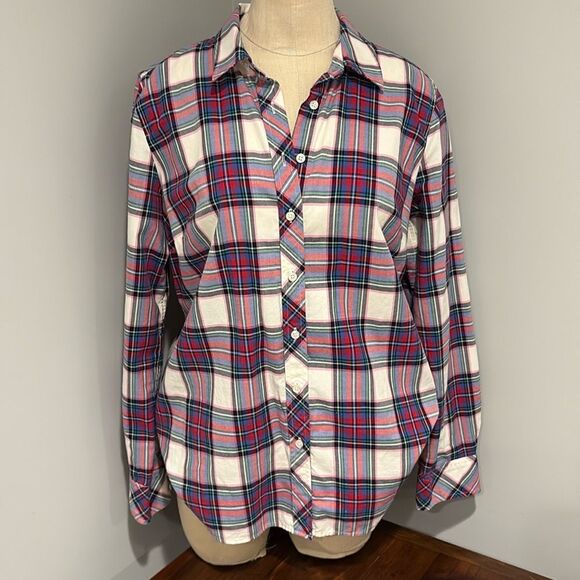 TALBOTS COTTON BUTTON FRONT SHIRT DECORATIVE PLAID SIZE S - Picture 1 of 10